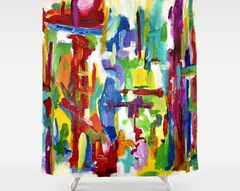 Shower Curtain Bathroom Decor Modern Art