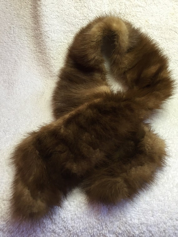 Vintage brown genuine Mink fur collar/scarf