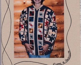 Log Cabin Star Quilted Jacket Uncut Pattern Free US Shipping 1995 S ~ L