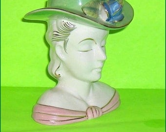 ON SALE Head Vase Pretty Lady Flower Holder Shafford Vintage Headvase Lovely Lady