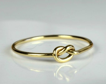 Gold knot ring, love knot ring, thin 9 carat gold friendship ring, tied 9k gold ring, promise ring, Valentine's ring, bff token, lovers ring
