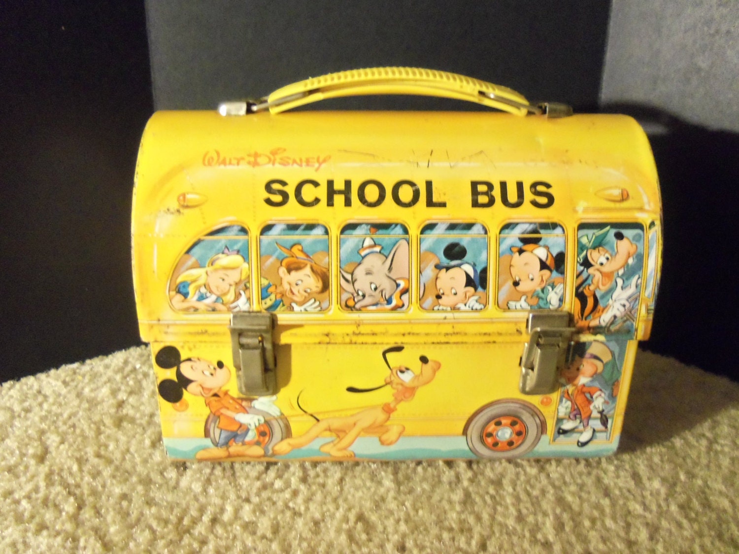 Vintage Metal Aladdin Walt Disney Productions School Bus