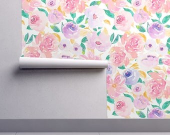 Floral Watercolor Wallpaper Large Watercolor Flowers Removable