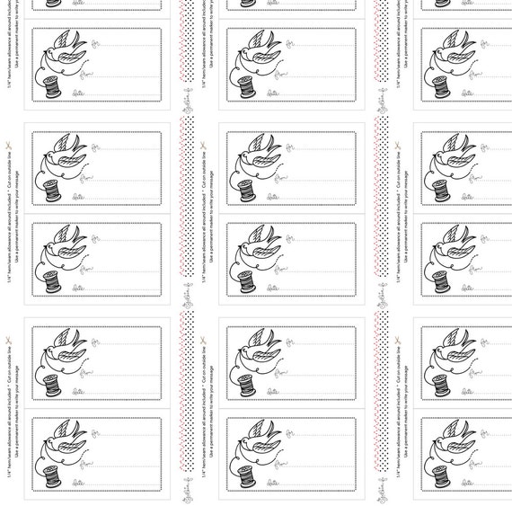 Items similar to Quilt Label Fabric Quilt Label Sewing Sparrow By