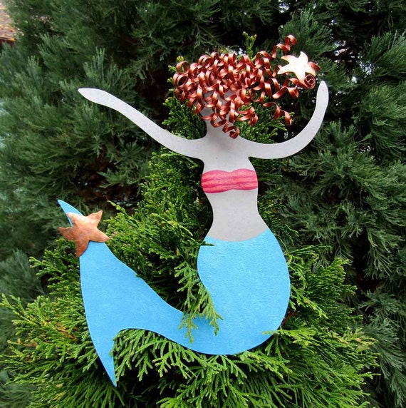 mermaid christmas tree topper recycled metal tree ornament mermaid christmas tree topper recycled metal tree ornament