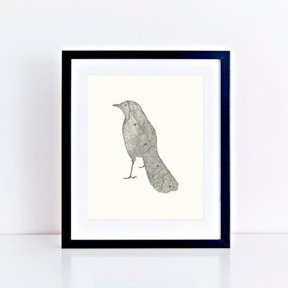 Items Similar To State Bird Of Texas Mockingbird Map Bird - 10x8