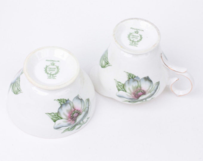 Magnolia China Creamer Sugar Bowl Queen Anne England Vintage