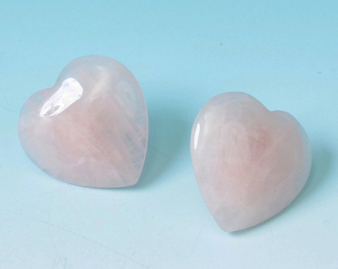 Rose Quartz Heart Earrings Posts Larger Size Vintage