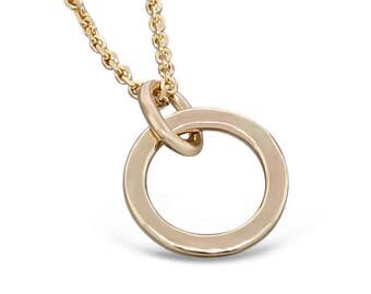 14k gold open circle necklace • Karma Ring Necklace • Gold Circle Necklace • Layering Necklace Gift for Her • Karma Necklace Gift for Her