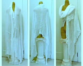 Wanderer Scarf White Burning Man Festival Shawl Wrap Long Cotton Womens Mens Unisex Fashion