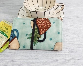 Tea wallet - Travel tea bag case - tea caddie - wallet for teabags - 4 pockets