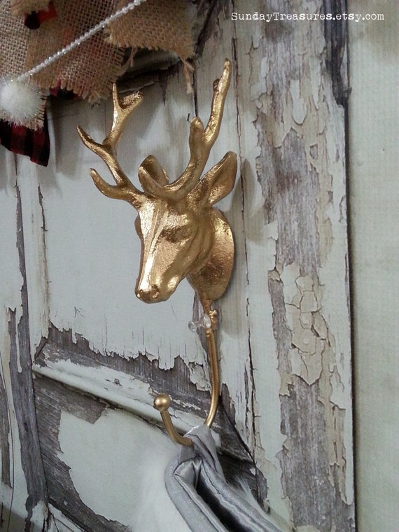 Deer Head Stocking Holder / Deer Antlers Hook / Deer Hook Wall