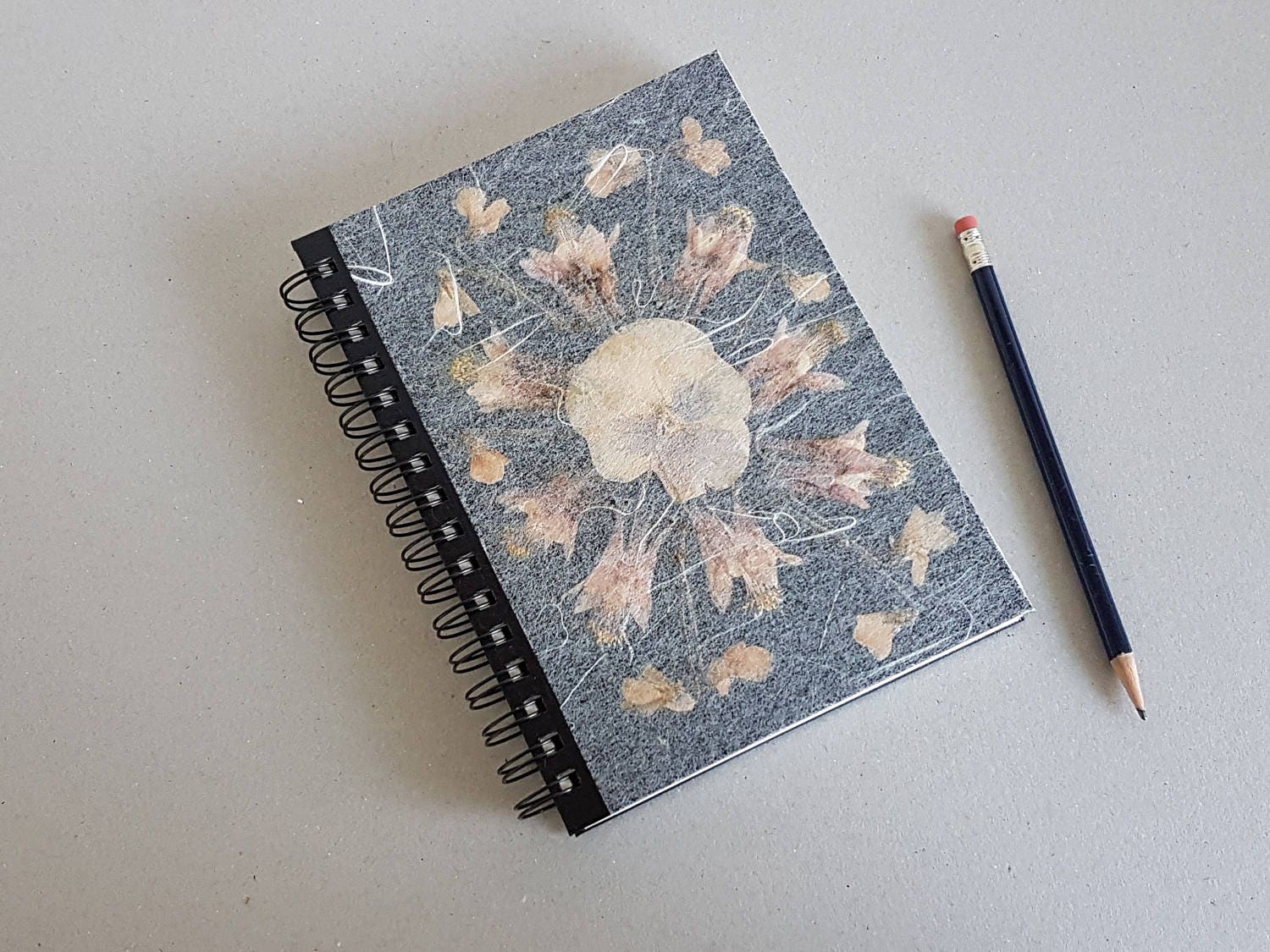 Pressed flower art spiral sketchbook notebook sketch book