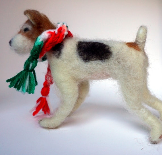 Needle Felted Felt Wire Hair Fox Terrier Foxy Tri-color Wire