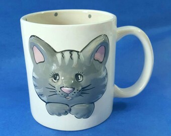 Cat mug, kitten mug, character mug,child mug, kids mug,child gift,personalized mug,birthday gift,gift for boy,gift for girl,hand painted mug