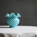 Turquoise Pastel Hobnail Milk Glass Vase by Fenton - Blue Medium American Vase