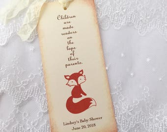 Fox Bookmarks Personalized Baby Shower Favors Birthday Set of 10