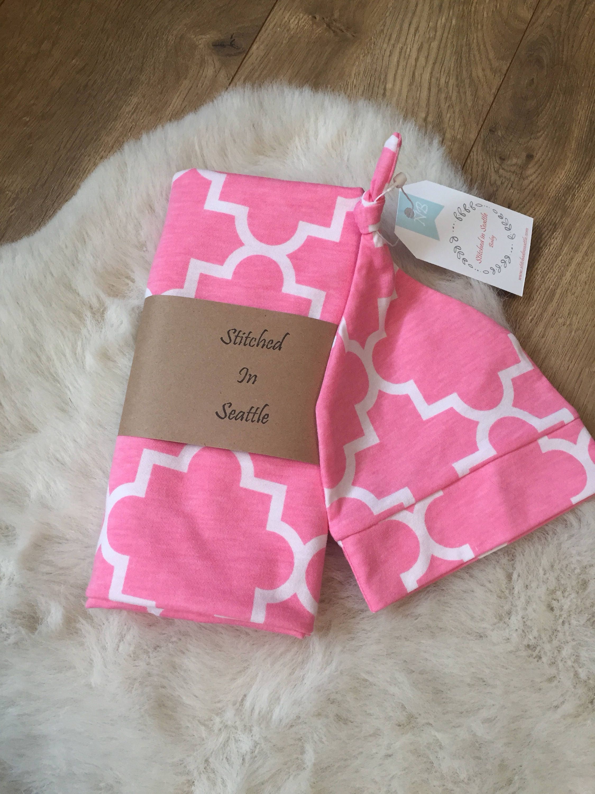 Sale Baby swaddle set baby blanket Baby knot top hat Baby