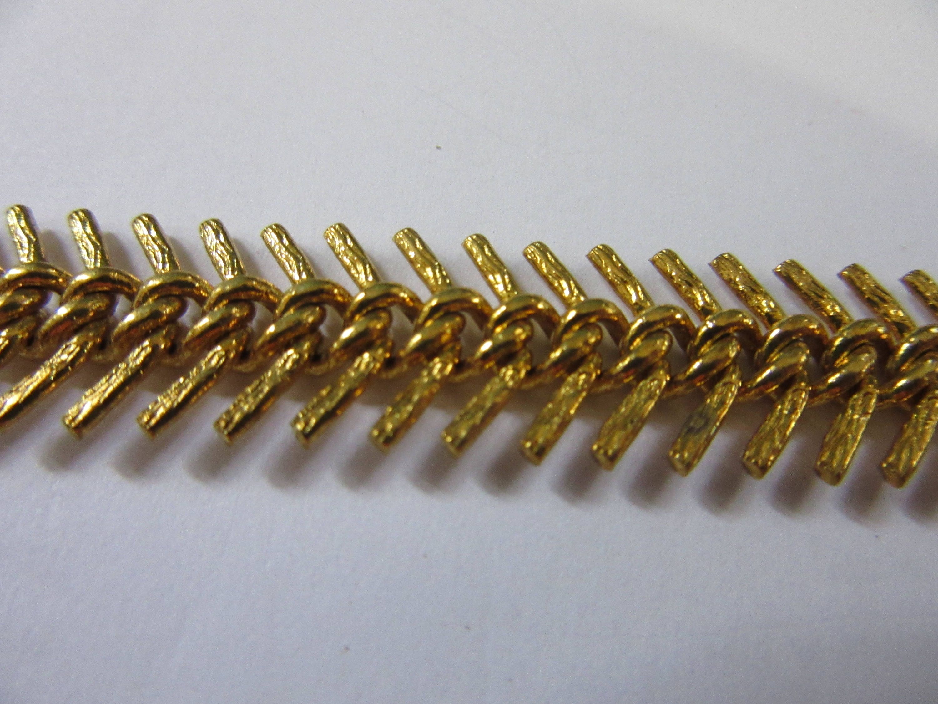 Herringbone gold plate over refined Brass Link Chain in 1/2" , 5 feet 4