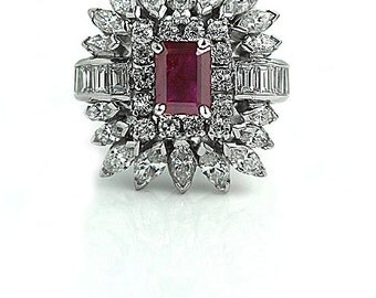 vintage ruby engagement ring ruby cocktail ring 410ctw platinum natural ruby alternative engagement ring vintage - Ruby Wedding Ring vintage ruby engagement ring ruby cocktail ring 410ctw platinum natural ruby alternative engagement ring vintage - Ruby Wedding Ring