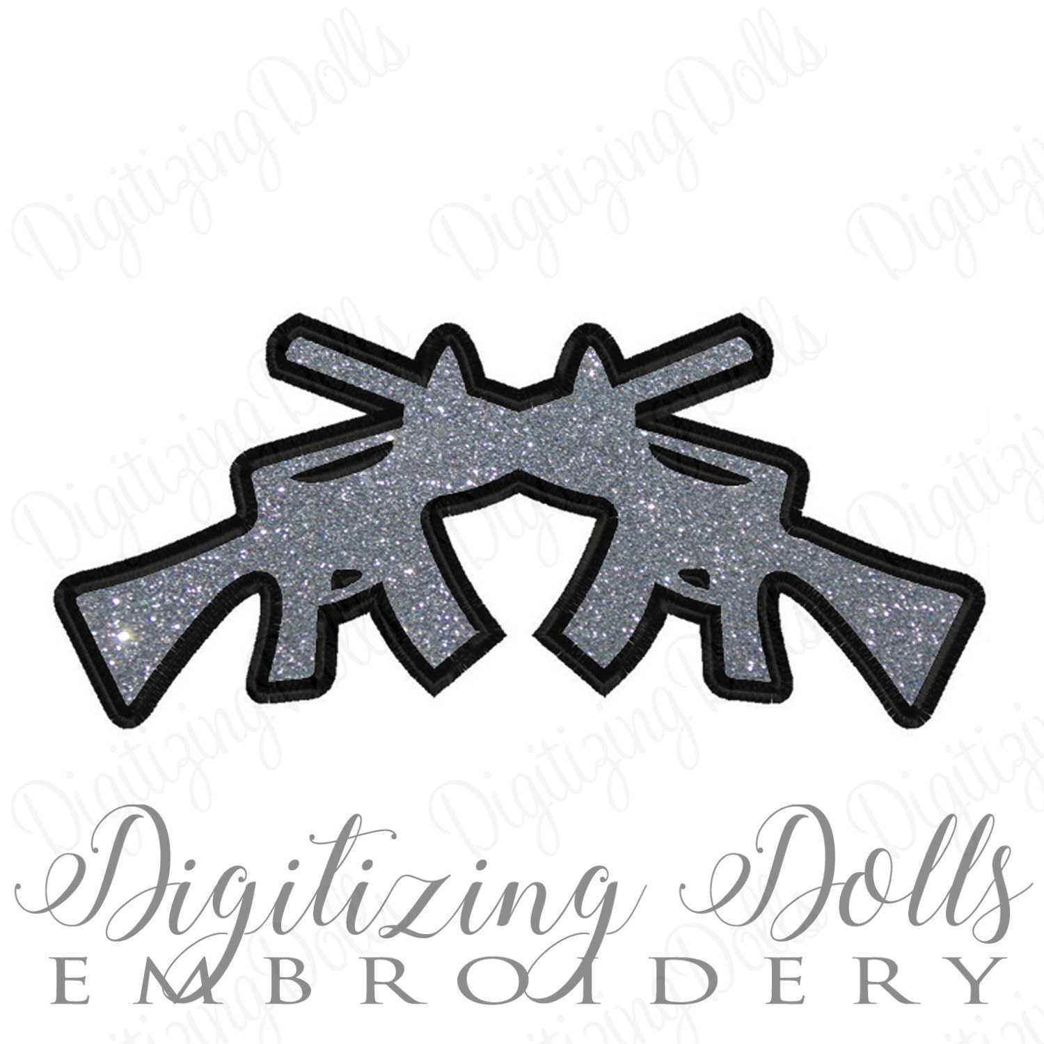 Assault Rifle Applique Embroidery Design 4x4 5x7 6x10 Military