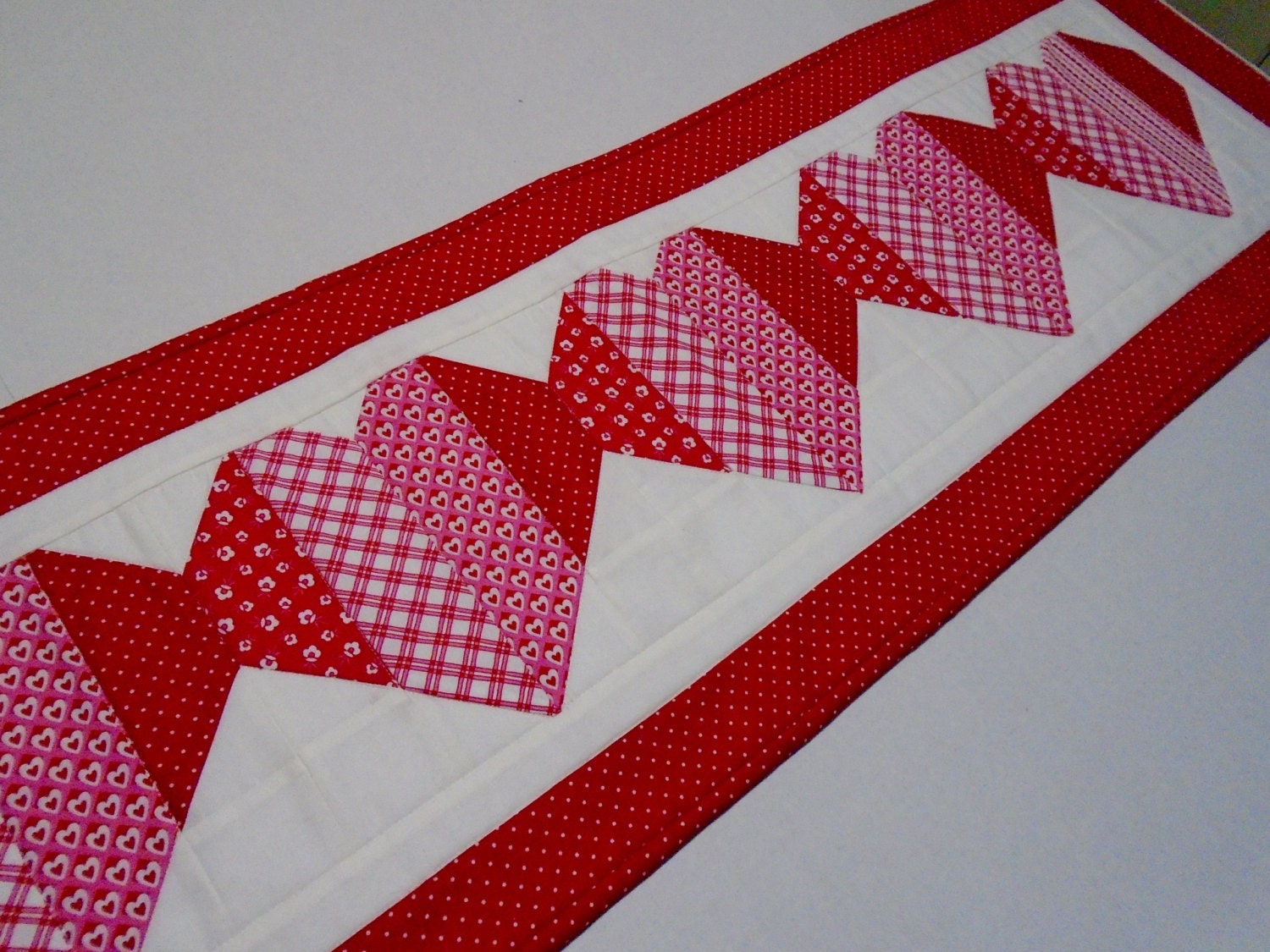 Valentine Hearts Table Runner Quilted Table Runner