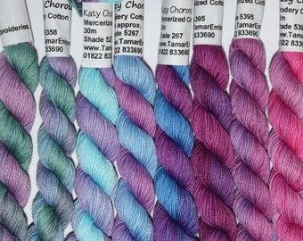 Hand Embroidery Thread - Brodery Cotton Needlecraft Yarn - Hand Dip Dyed Variegated Colours for Embroidery, Quilting and Needlework
