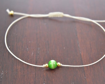 Tigereye Green Bracelet, tiger eye gemstone, wish bracelet, best friend gift, minimalist jewelry, best friend bracelet, beaded bracelet