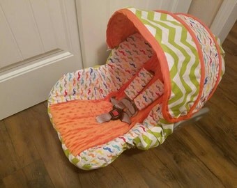 Baby car seat cover, Mustache, chevron baby cover, fits Graco snugride 22 infant seats - Ships Today -Free Ship