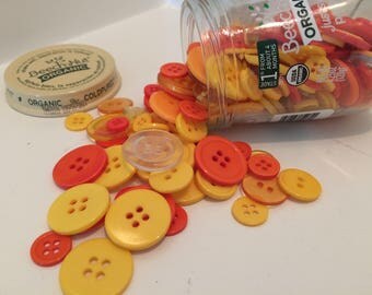 Button Jar Craft Buttons Glass Baby Food Jar Yellow Orange Clear Round Sweet Potatoes Sewing Collection