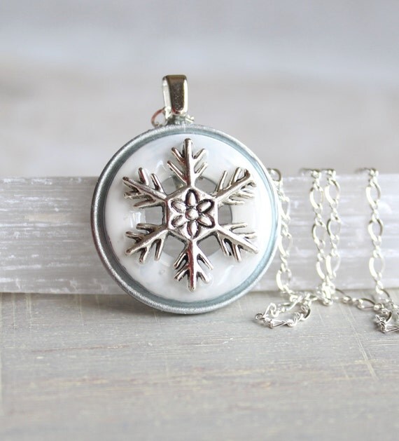 snowflake necklace snowflake jewelry winter jewelry