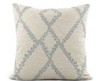 Blue Gray Batik Pillow Cover 18x18, 20x20, 22x22 Eurosham or Lumbar, Ikat Throw Pillow, Light Gray Pillow, Accent Pillow, Lacefield Medina