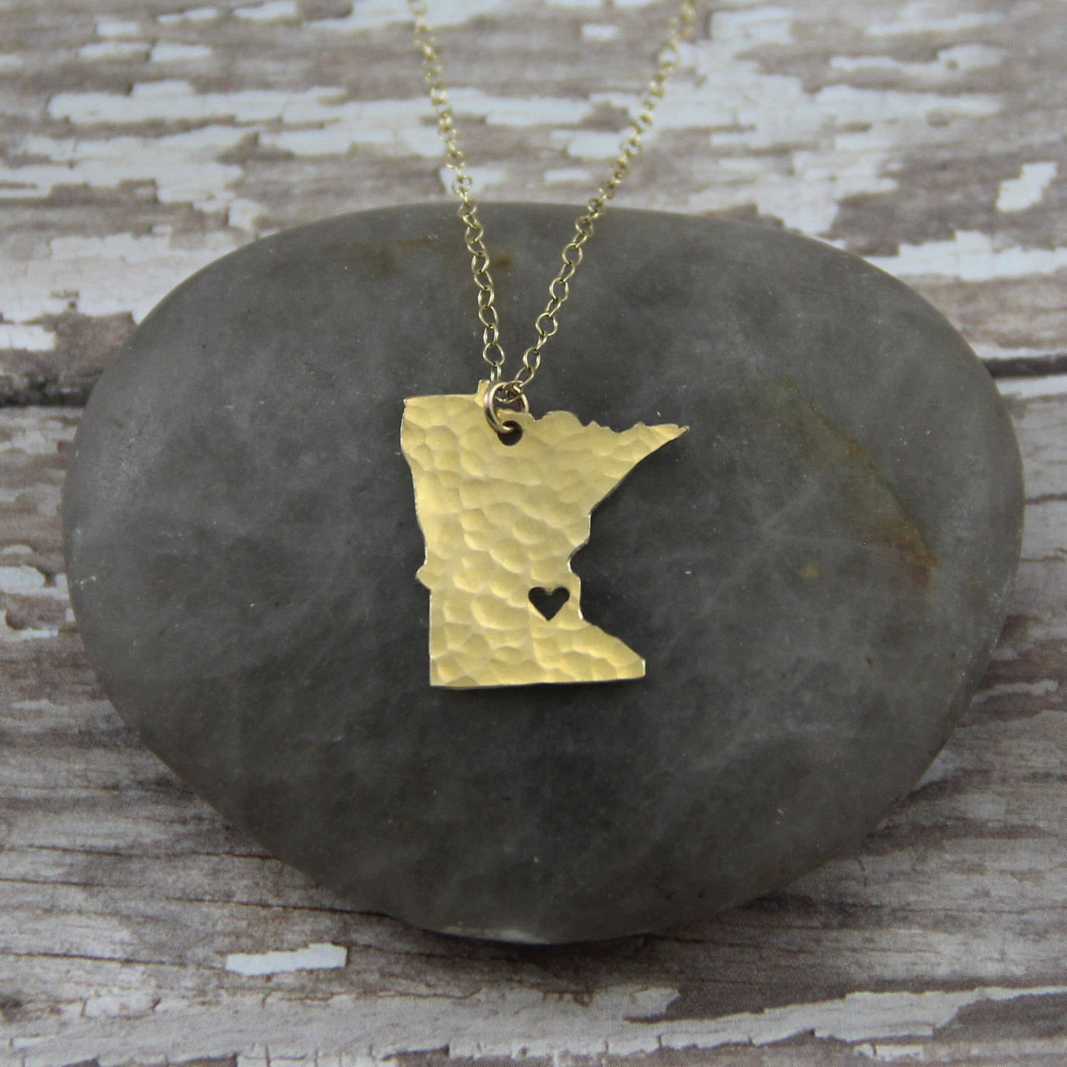 Gold Minnesota State Necklace I Heart Minneapolis Necklace