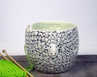 Yarn bowl sheep Knitting or crochet bowl Knitter gift Ready to ship