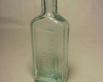 c1870s Dr. S. Pitcher's Castoria Boston Mass. patd. May 12, 68 , Aqua Blown Glass Medicine bottle