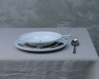 Rough Softened Linen Tablecloth. Undyed. Natural Grey. Washed linen, various sizes.