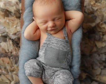 Newborn Photography Props-Newborn Light Gray Overalls-Baby Boy Overalls-Baby Boy Photo Prop-Photography Props-Baby Overalls-Boy Props