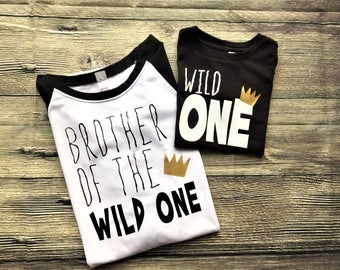 Brother of the Wild One / Wild One Raglan / Wild One Shirt / family photos, birth announcement, sibling announcement, gender reveal