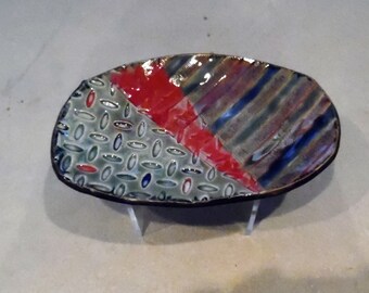 Stripe Gripe - Handmade Ceramic, Textured Plate, Trinket Dish, Dessert Plate