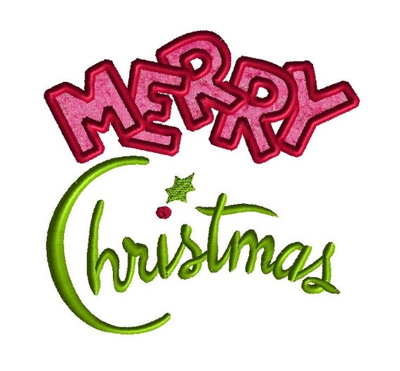 Merry Christmas Applique Embroidery Design For Machine