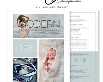Newborn Photography Price Guide Template, Photography Price List, Sell Sheet, Photoshop Templates, Marketing Template, Instant Download