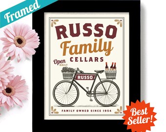 Personalized Wine Gift, Napa Valley, Wine Art, Wine Connoisseur, Unique Wine Gift Idea, Bicycle Art, Bar Decor, Vineyards, French Wines