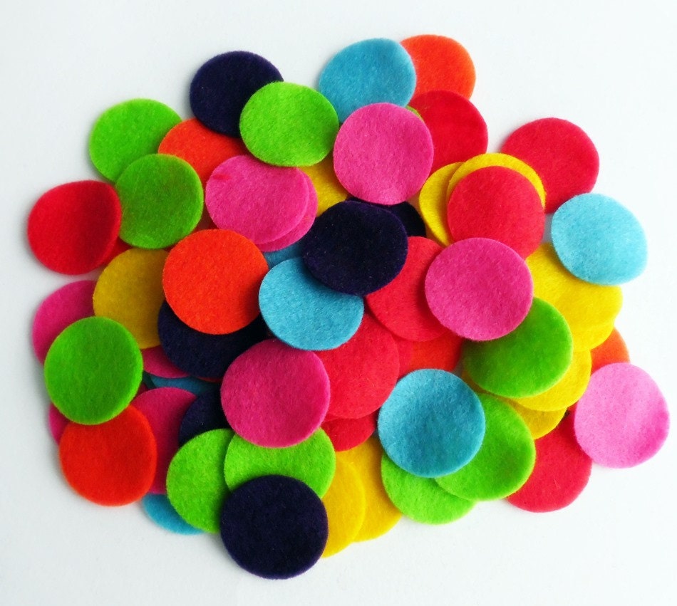Felt circles. 70 pieces, felt die cut, felt shapes, circles, felt