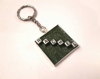 Personalised resin keyring - personalised keychain, name keyring, name keychain, personalised bag charm, secret Santa, stocking filler, gift