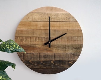 19in Rustic Wall Clock, Large Wall Clock, Weathered Wood Clock, Home Decor, Reclaimed Wood Decor, Ready to Ship, Gift Idea