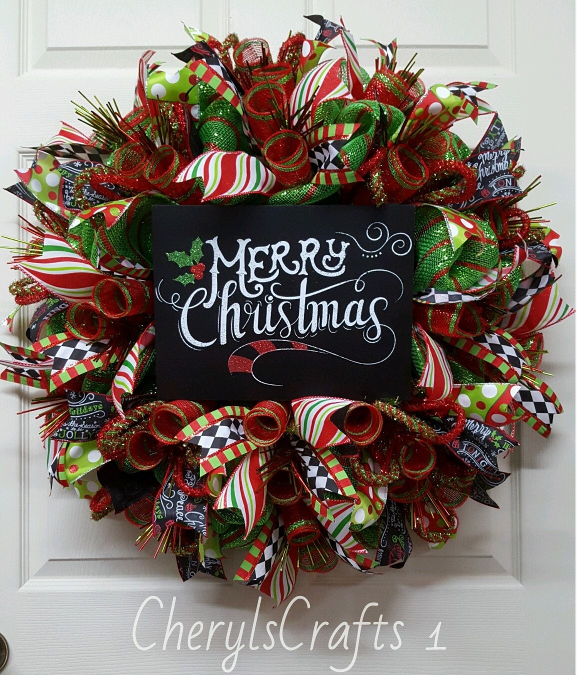 Christmas Mesh Wreath Christmas Wreath Merry Christmas Sign