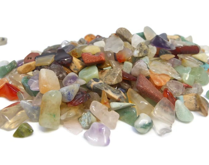 Embellishment mix, multi-gemstone (natural / heated), small to medium undrilled chip. Sold per 50-gram pkg, approximately 900 embellishments