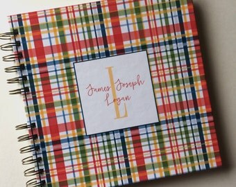 Baby Book | Baby Memory Album | Plaid Wire Bound Baby Memory Book