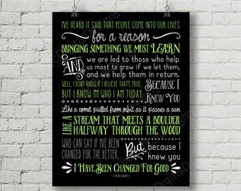 Printable Wicked Broadway Musical Lyrics For Good Digital Word Art Typography Poster Decoration 11x14 and 8x10 INSTANT DOWNLOAD