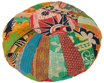 Vintage Kantha Patchwork Pouffe Cover Pouf Floor Cushion DV44